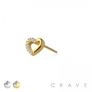 316L SURGICAL STEEL THREADLESS PUSH IN CZ HEART TOP PART